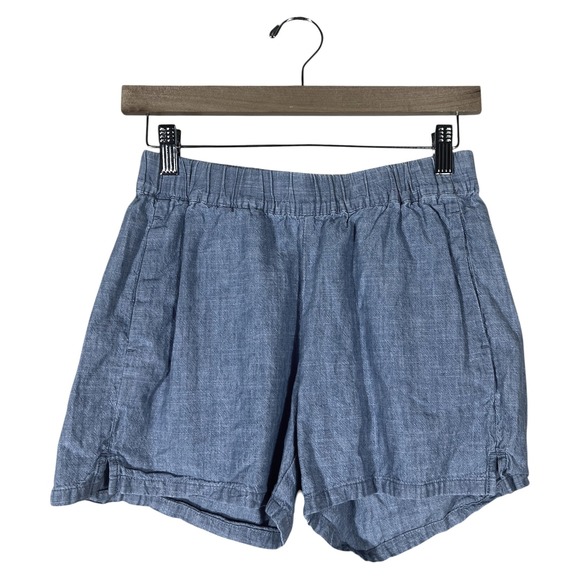 Madewell Pants - Madewell Pull-On Chambray Solid Shorts Blue Coastal Elastic Waist Size XXS